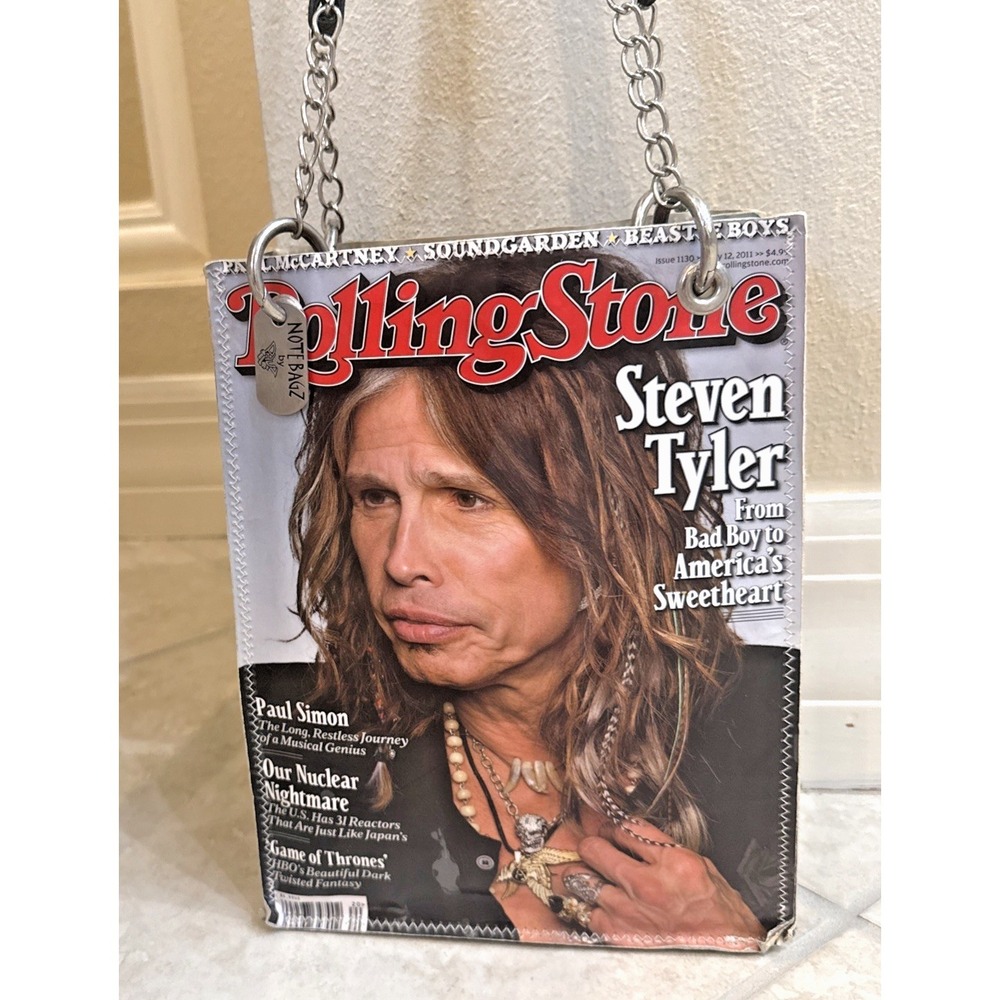 NOTE BAGZ Steven Tyler AEROSMITH Laminated Magazine Purse Tote Bag 8x10x4 Unique